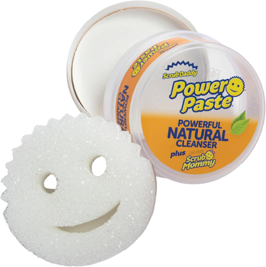 Scrub Daddy Power Paste all-purpose cleaner kit with Scrub Mommy sponge – front view for kitchen and bathroom cleaning