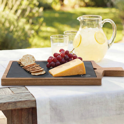 Charcuterie serving board with reusable soapstone pencil