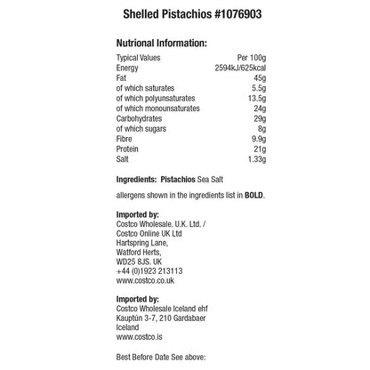 Ready-to-eat shelled pistachios with light salt