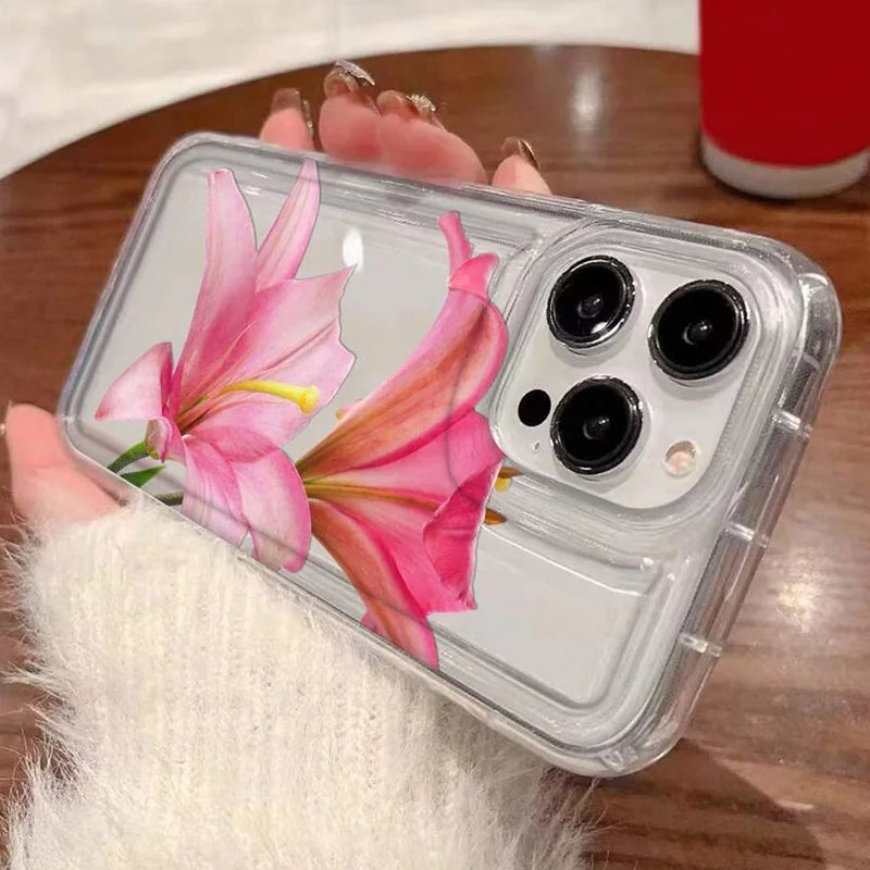 Clear TPU floral phone case with dustproof protection