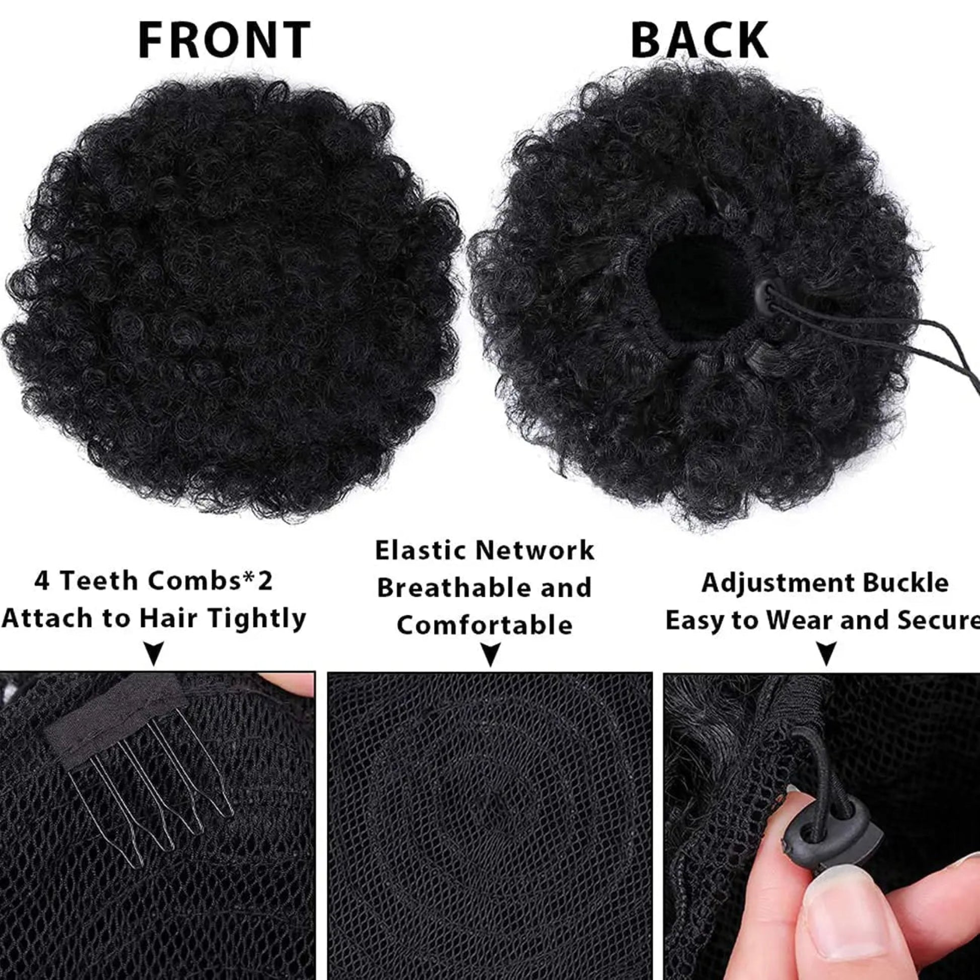 10 inch short afro curly drawstring hairpiece