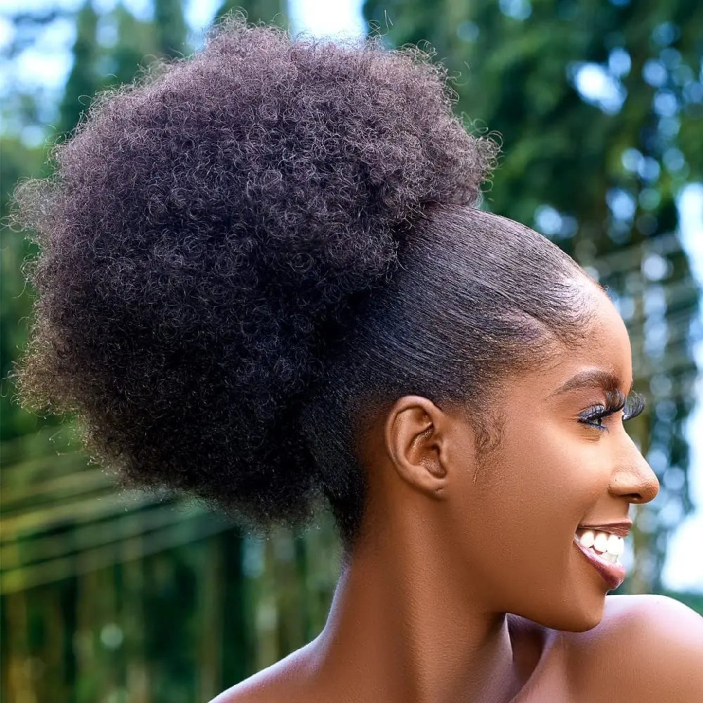 Clip in synthetic afro puff hair extension 10 inch