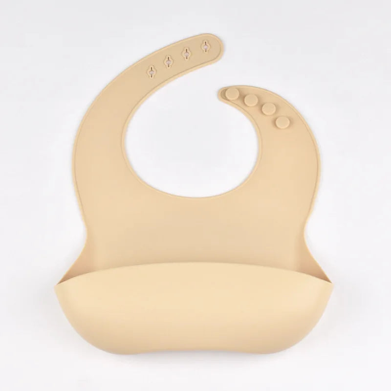 Baby silicone bib with tray pocket for catching food spills