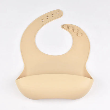 Baby silicone bib with tray pocket for catching food spills