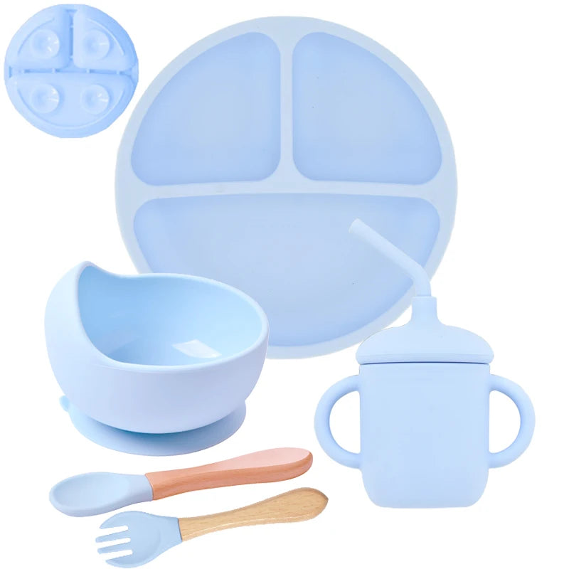 Durable silicone children tableware for feeding practice