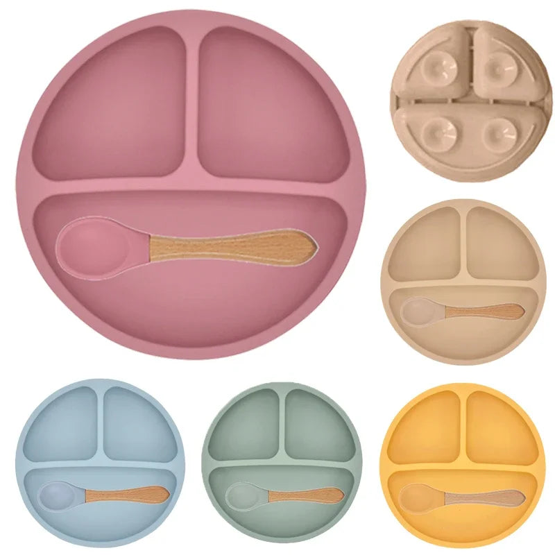 Silicone baby tableware set for self feeding