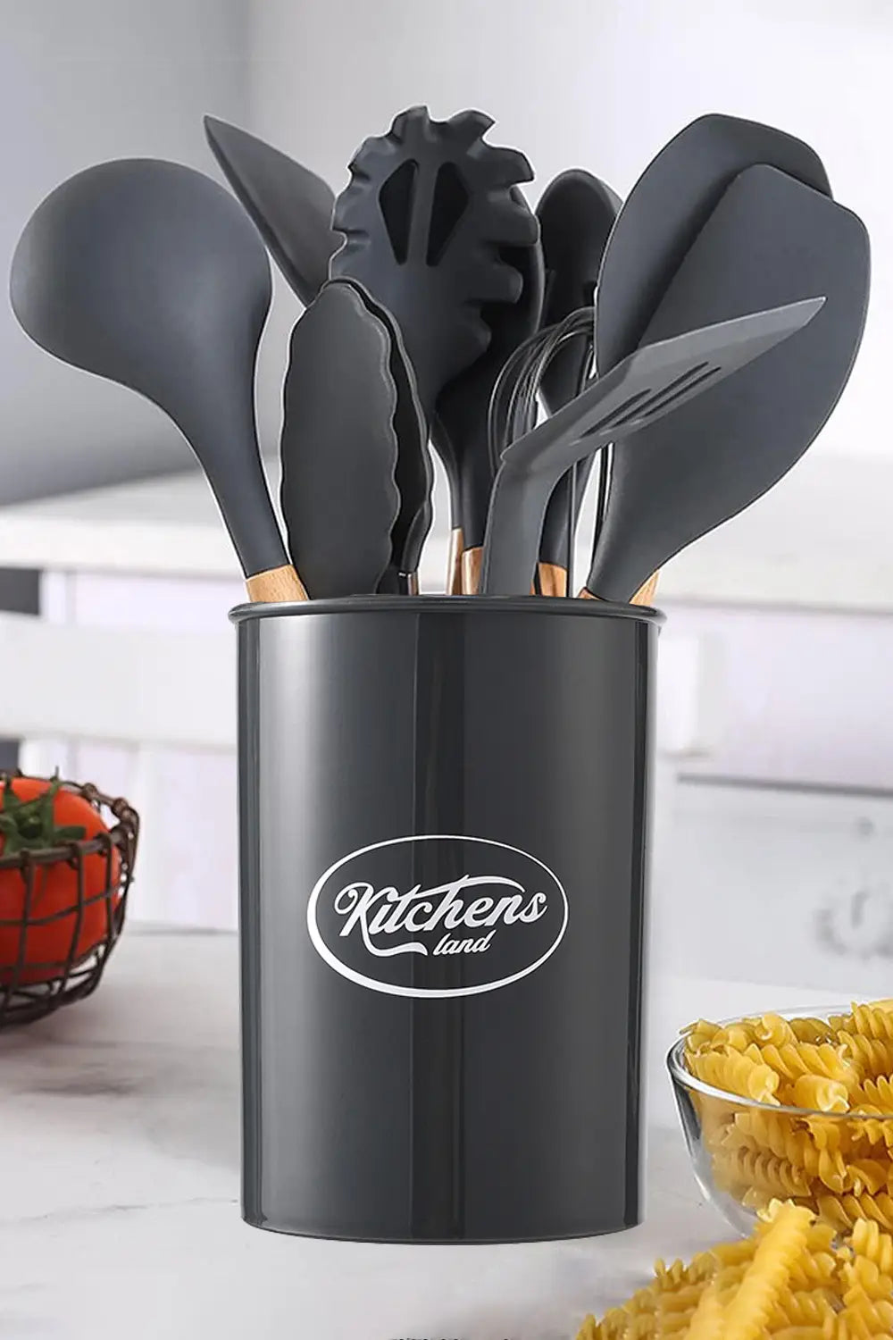 11-Piece Silicone Kitchen Utensil Set Dark Grey