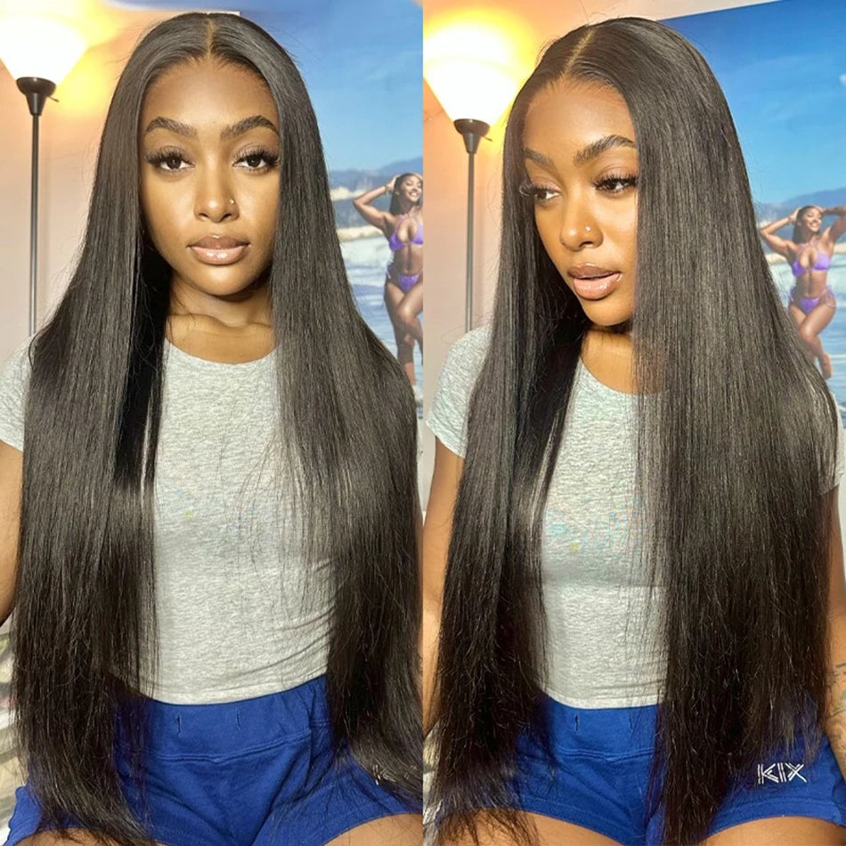 Silky straight human hair wig with HD transparent lace