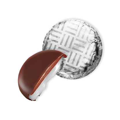Individually silver-foiled dark chocolate peppermint creams