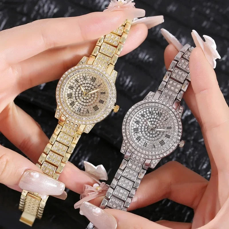 Silver rhinestone women's fashion wristwatch