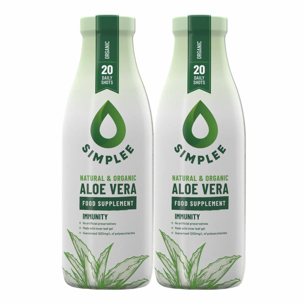 Simplee Aloe Organic Aloe Vera Juice 2 x 1L bottles