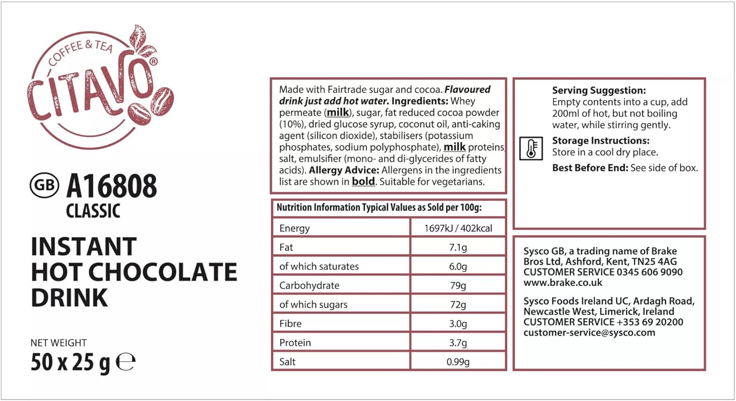 Convenient hot chocolate packets for travel and vending