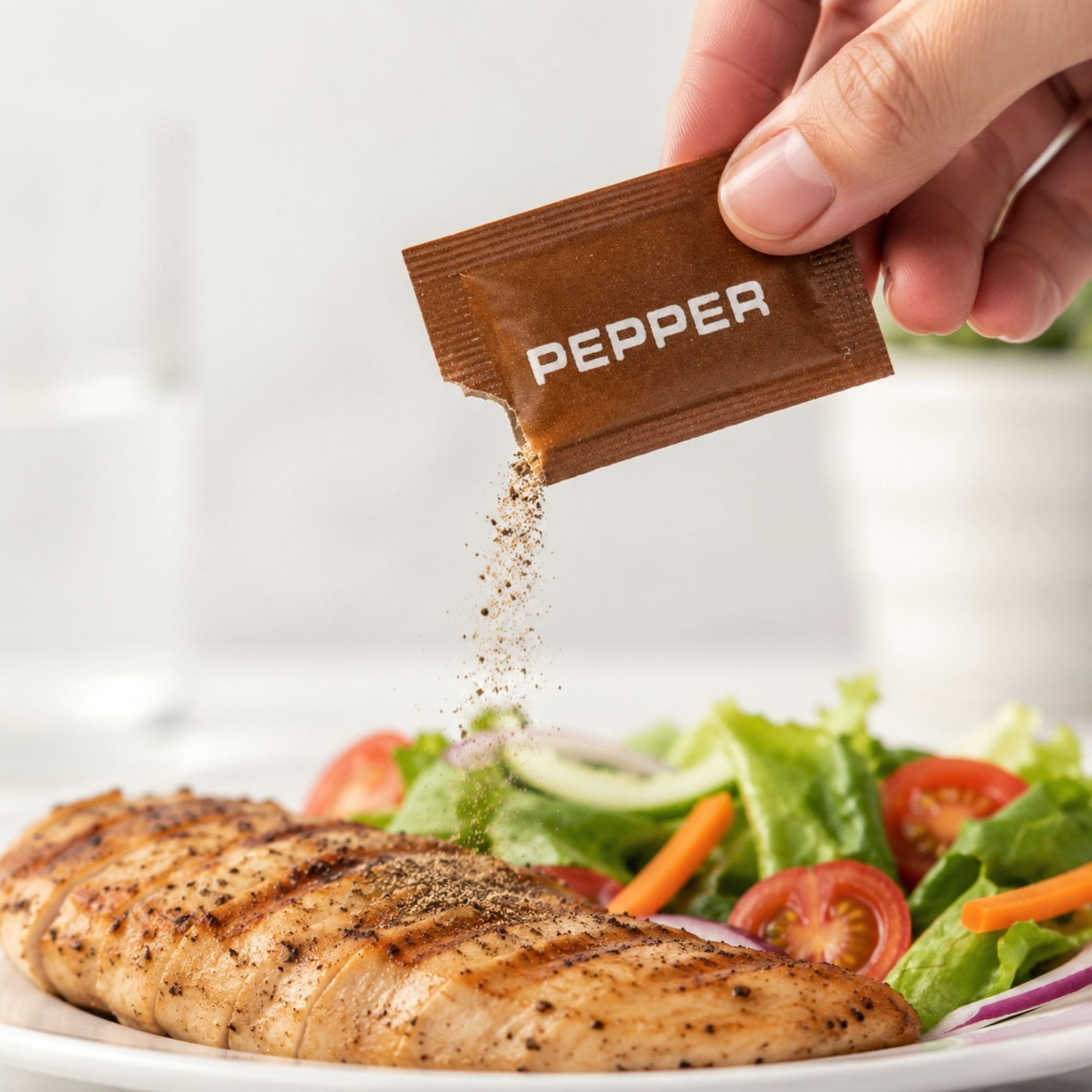 Individual black pepper portion sachets