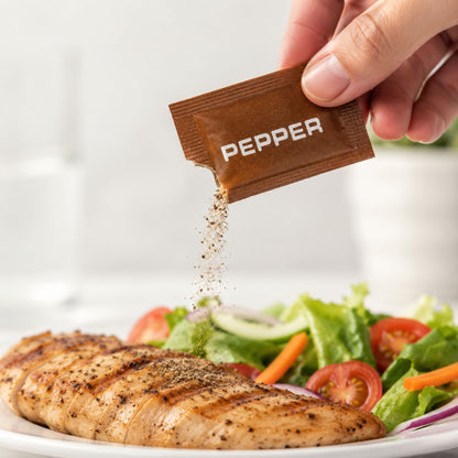 Individual black pepper portion sachets