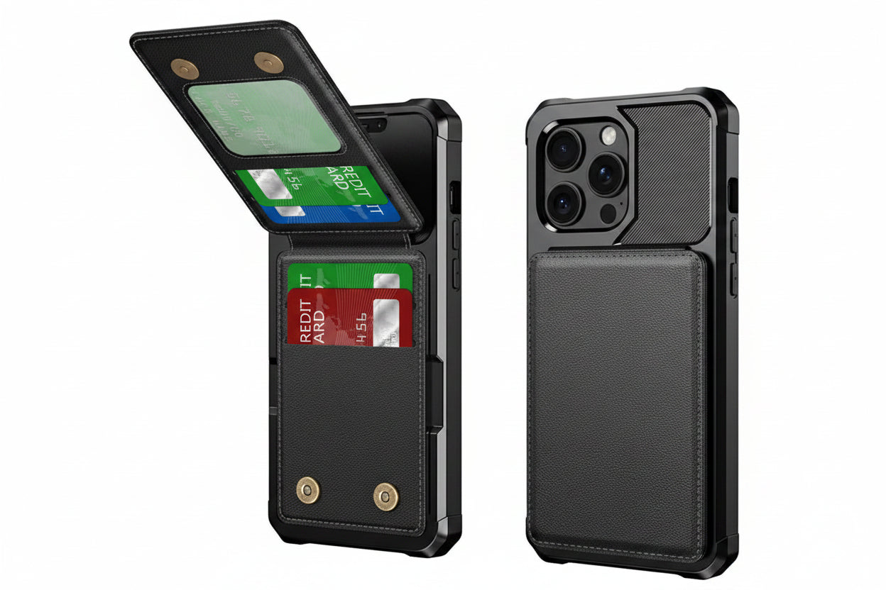 Premium wallet cover for iPhone with vertical card holder