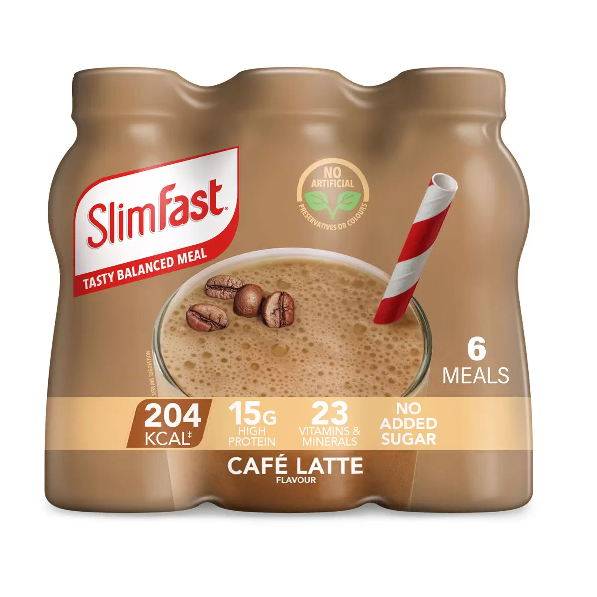 Slimfast Cafe Latte Shakes, 6 x 325ml ready-to-drink bottles