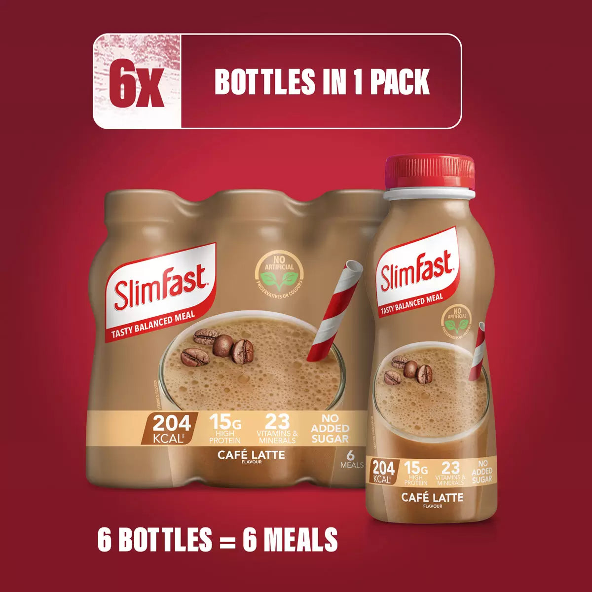 High-fibre Slimfast Cafe Latte shakes, 4.9g fibre per serving