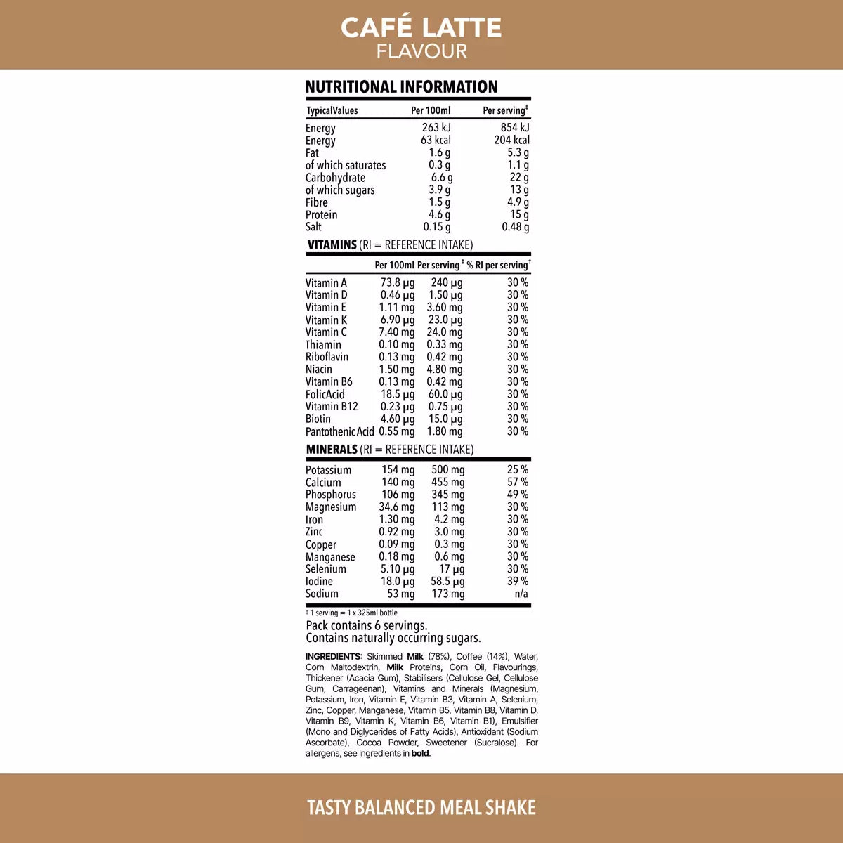 Slimfast shakes with 23 vitamins & minerals, 6 x 325ml