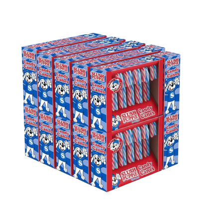 Slush Puppie Candy Canes 100 Pack – Cherry & Blue Raspberry Vegan Bulk Treats