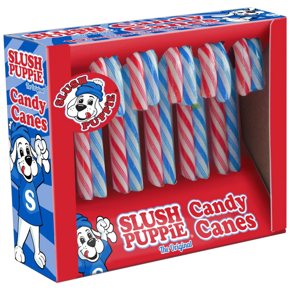 Slush Puppie Candy Canes 10 Pack – Blue Raspberry & Cherry Flavors, Vegan-Friendly