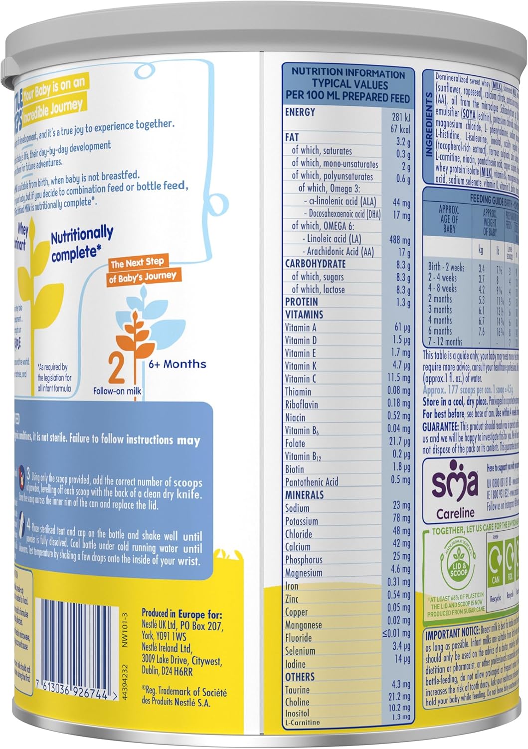 baby formula suitable from birth with accurate scoop