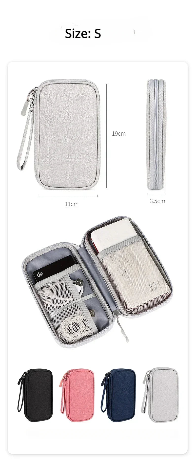 Small black electronics organiser for everyday cable storage
