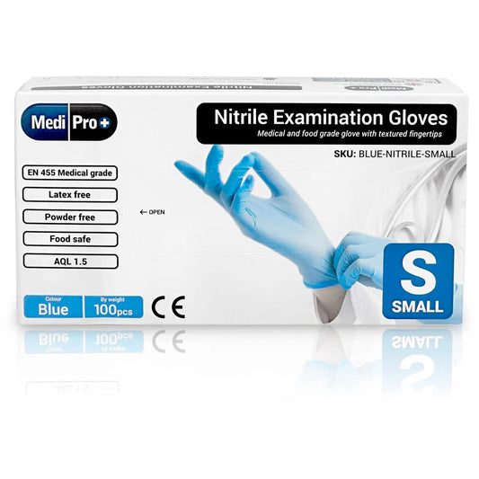 Blue Medical Grade Nitrile Gloves Small 100 Pack