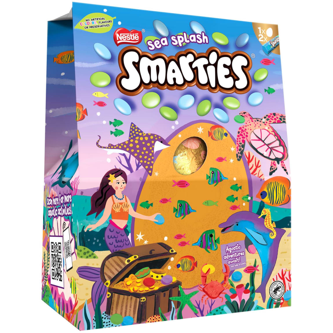 Smarties Giant Egg Sea Splash 226g with one hollow egg and two tubes