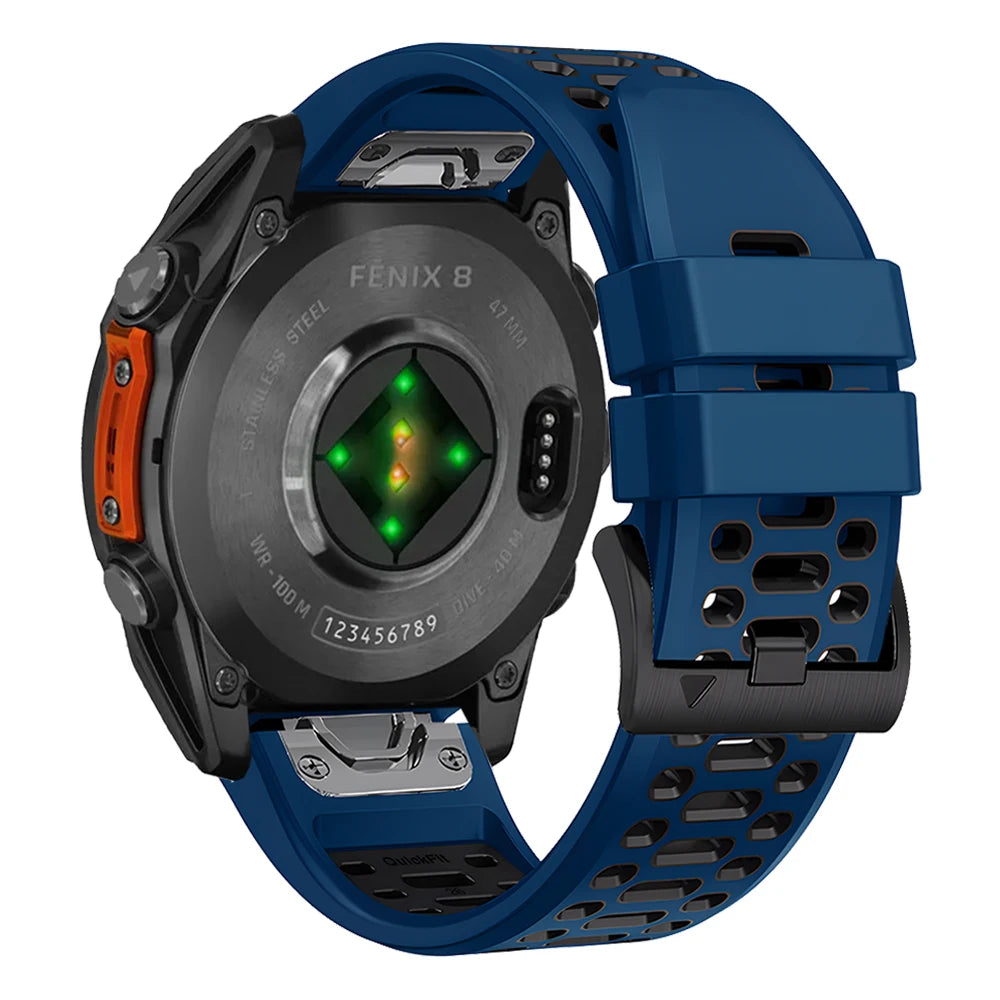 Breathable silicone Garmin band compatible models 22mm 26mm chart