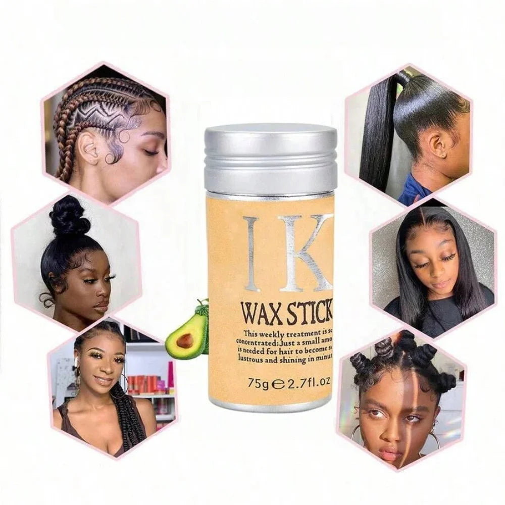 Smoothing wax stick for polished hair finishes