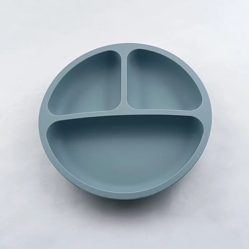 Soft silicone smiley face meal plate for children
