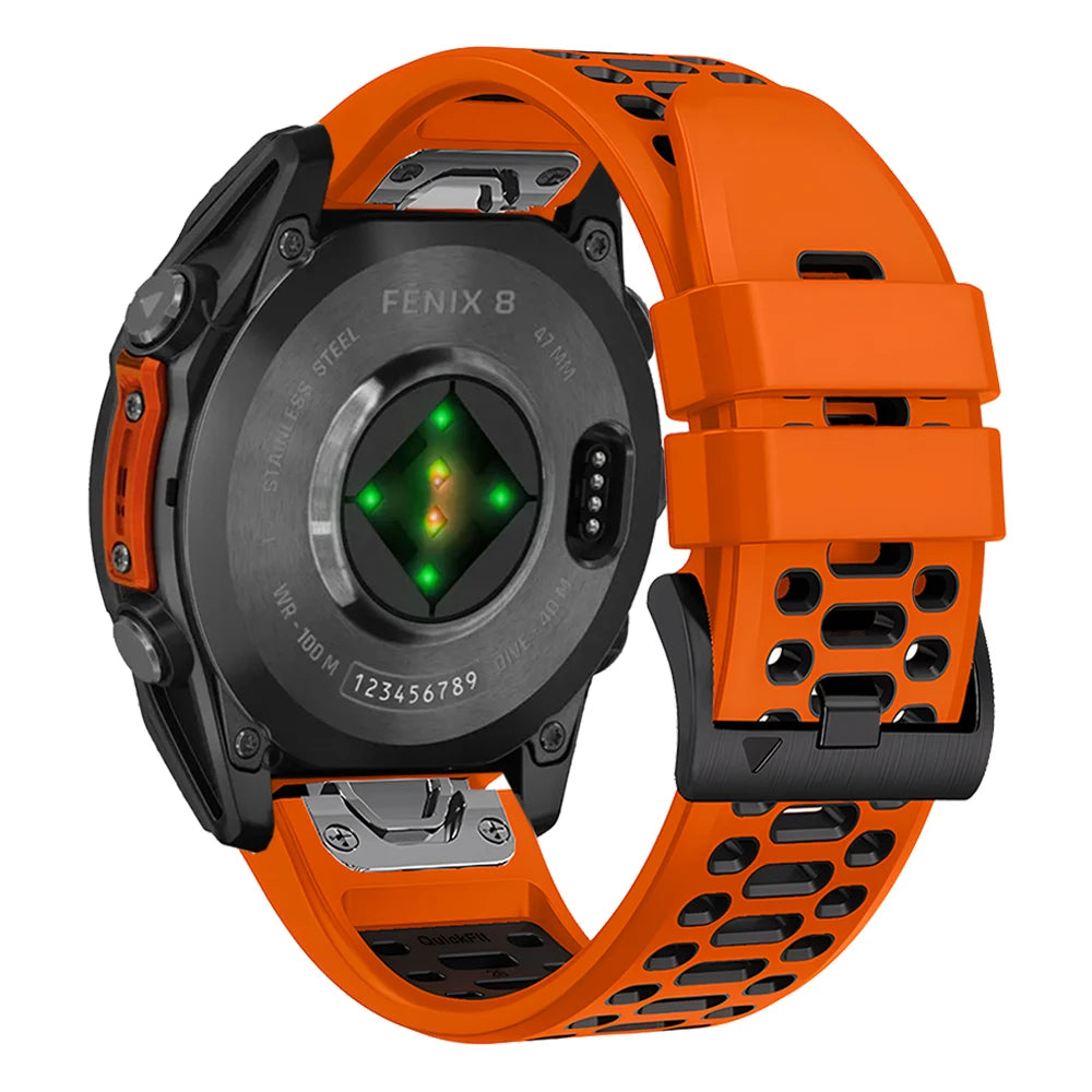 Breathable Garmin QuickFit band carbon gray orange two tone