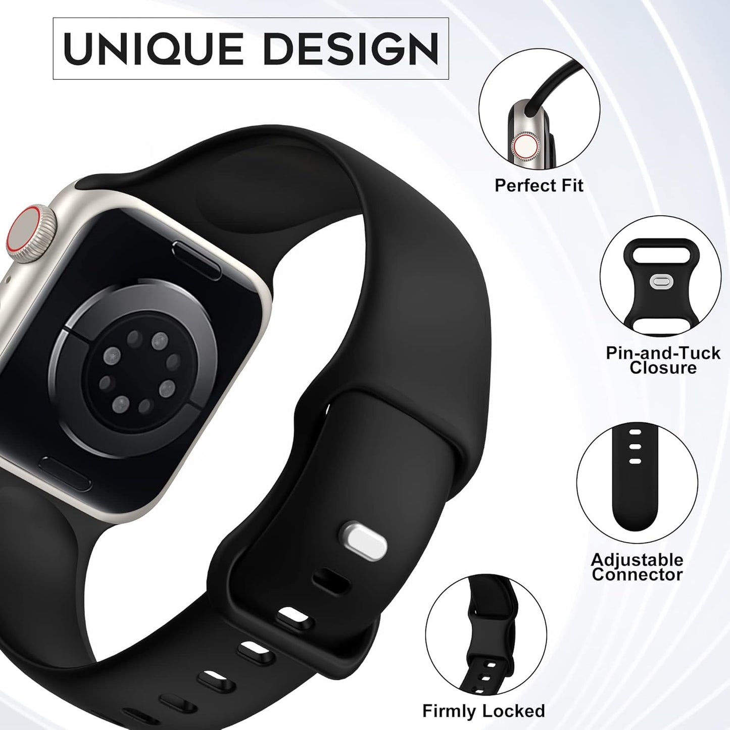 Lightweight breathable silicone smartwatch wristbands