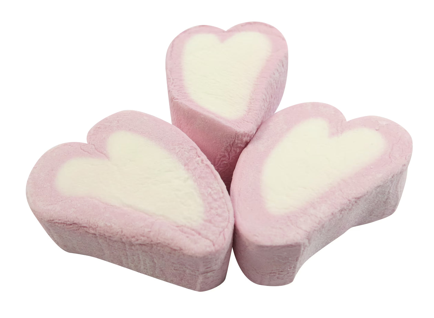 Soft and squidgy heart-shaped marshmallows