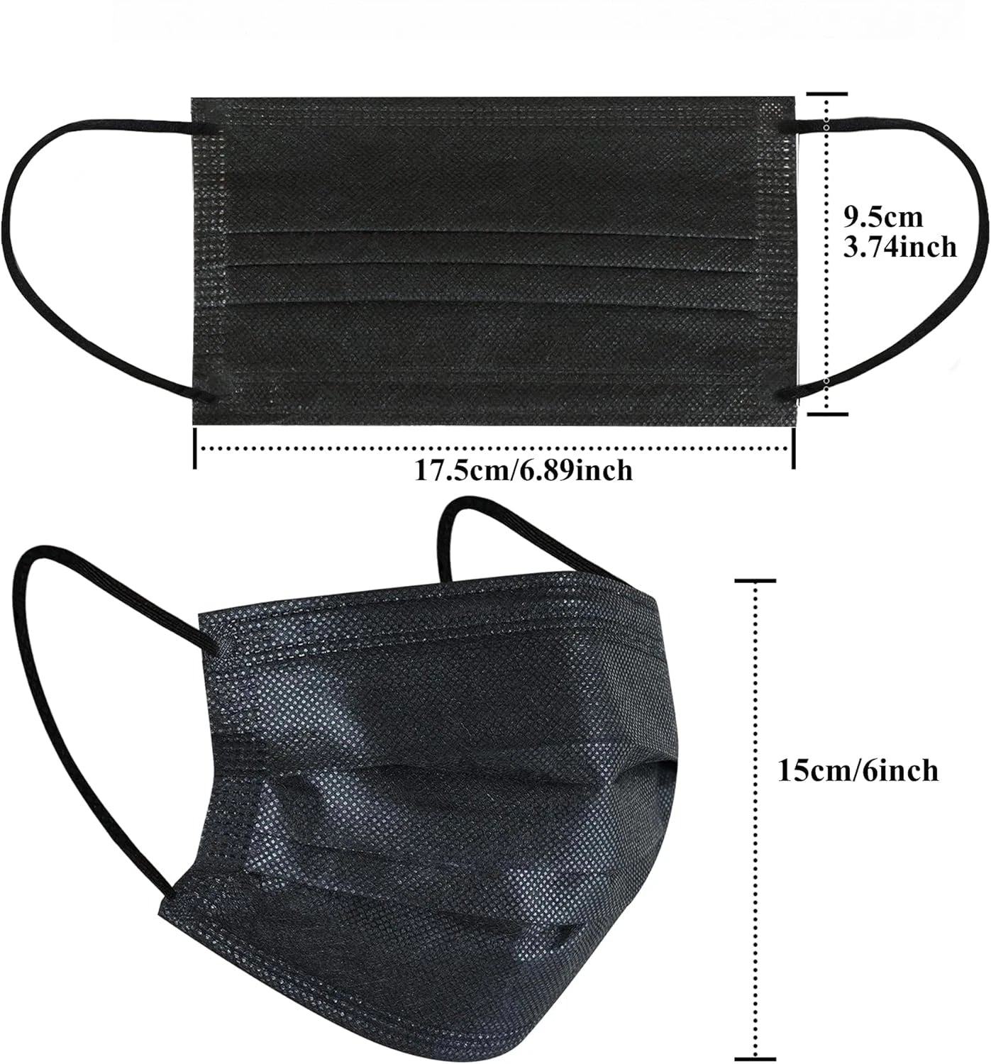 Solid black disposable mask for everyday use