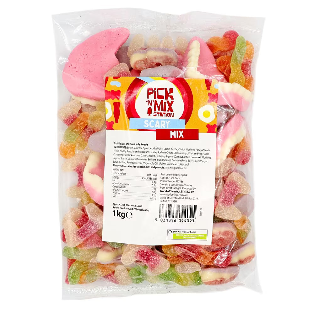 Fruity and sour gummy sweets mix 1kg perfect for Halloween parties
