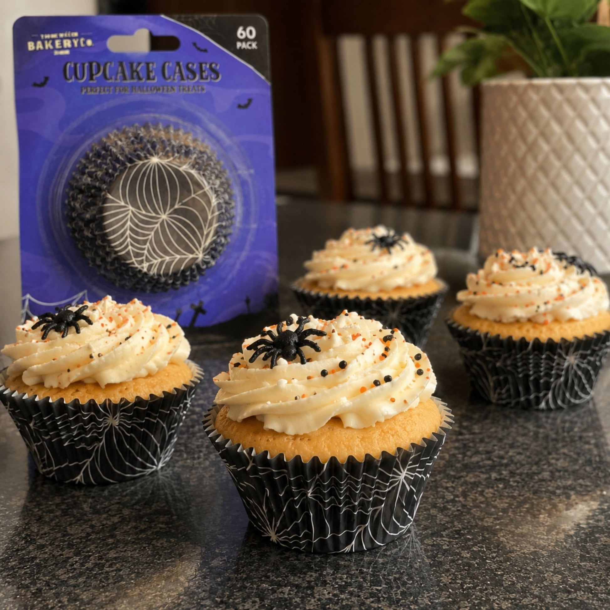 Spider web cupcake liners for Halloween baking