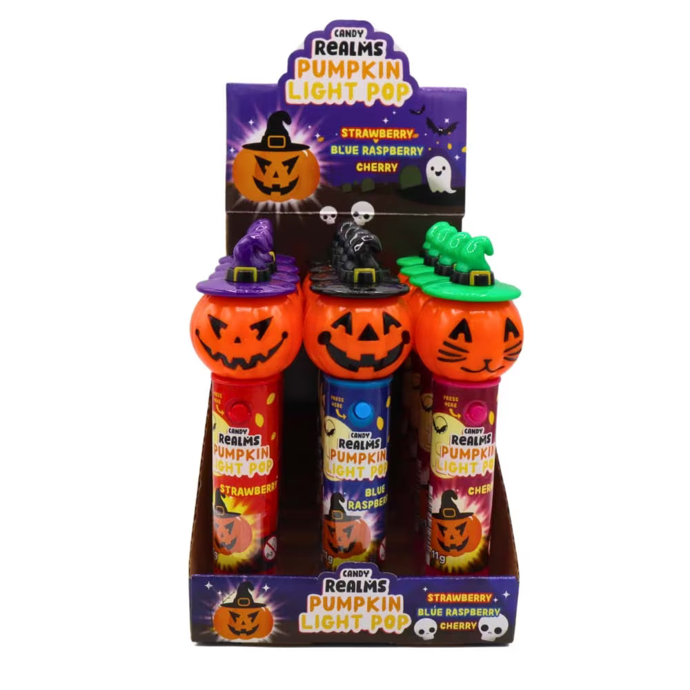 Individually wrapped glowing pumpkin lollipops for parties