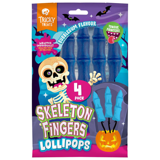 Blue bubblegum Skeleton Finger Lollipop