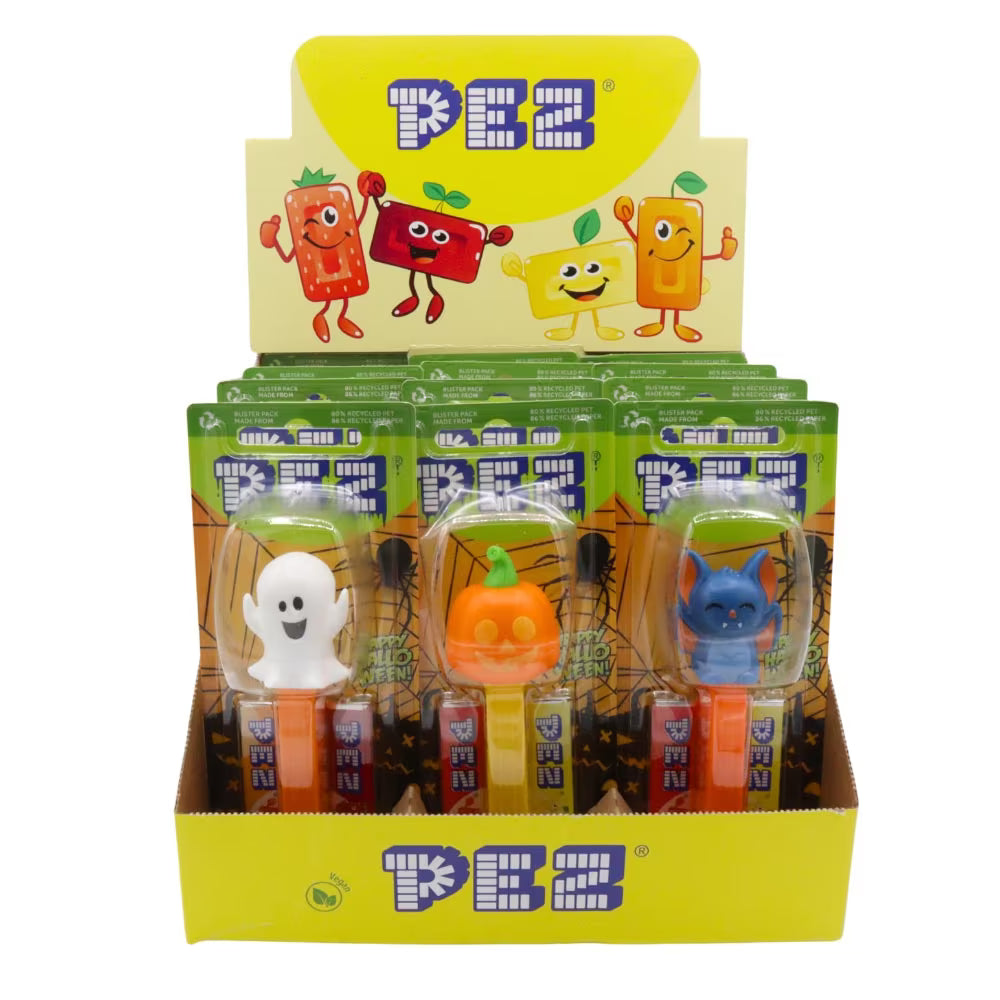 Fruity Pez candy with vampire, ghost, bat, and pumpkin characters