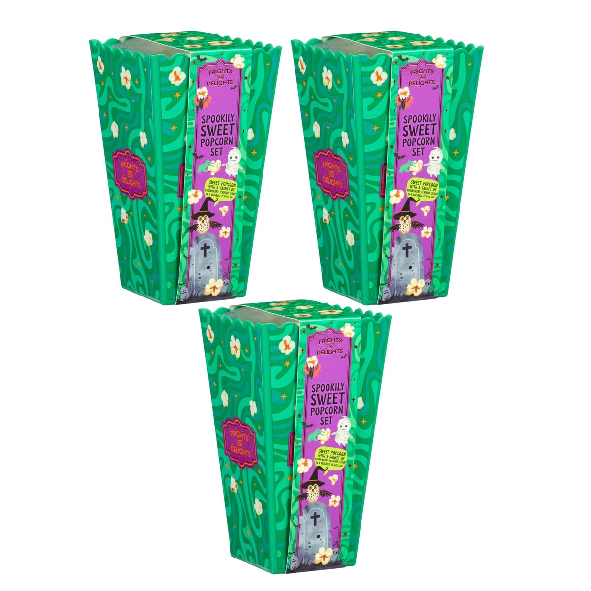 Sweet popcorn with strawberry flavour syrup