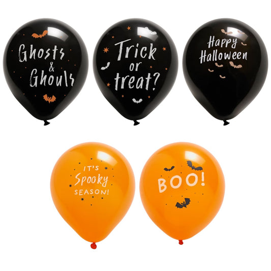 25-pack Halloween balloons with assorted spooky designs