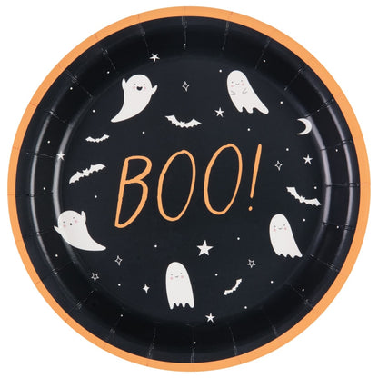 15-pack Halloween paper plates with playful spooky designs