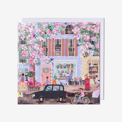 Charming spring street scene card perfect for those searching greeting cards near me