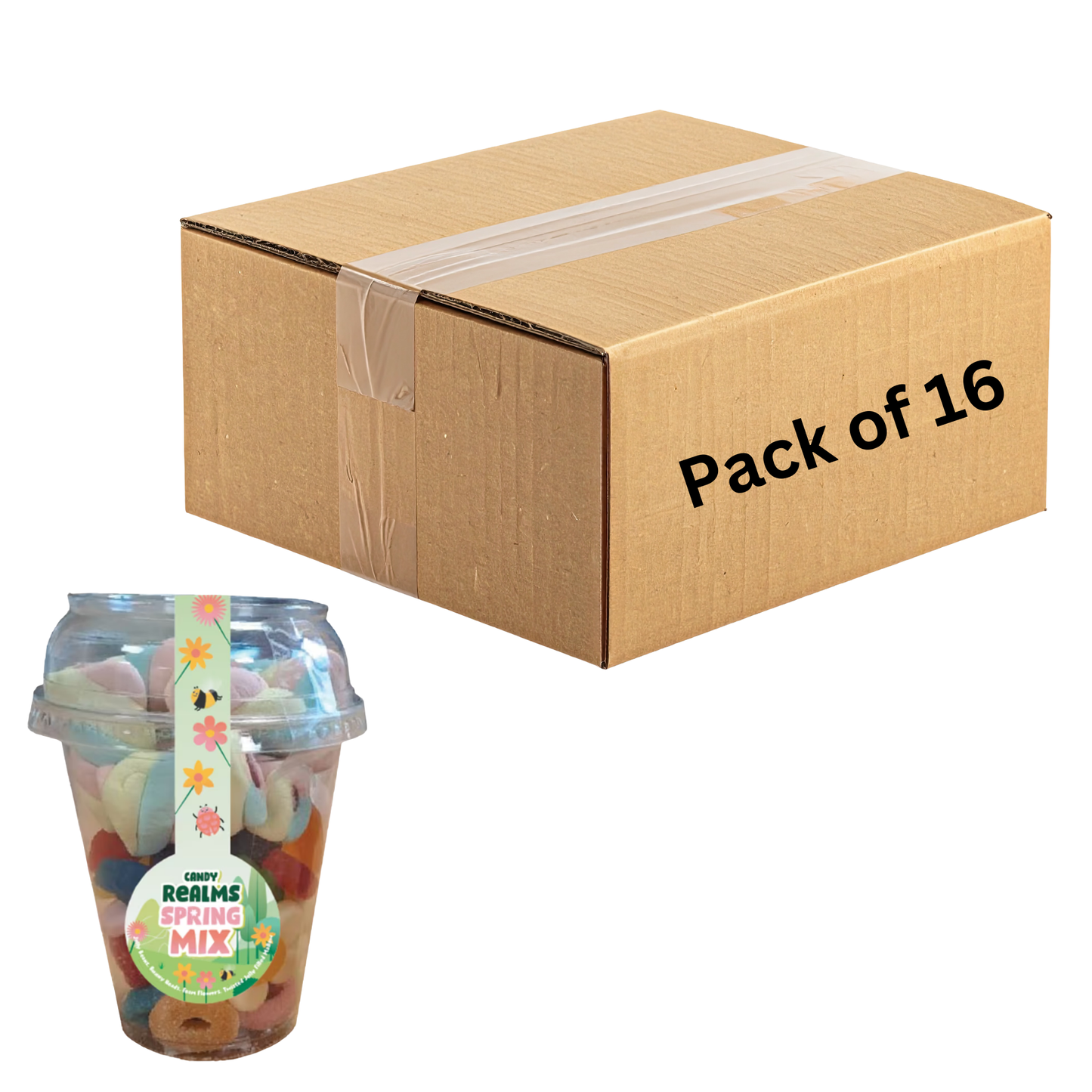 Spring themed candy assortment with fruit jelly sweets