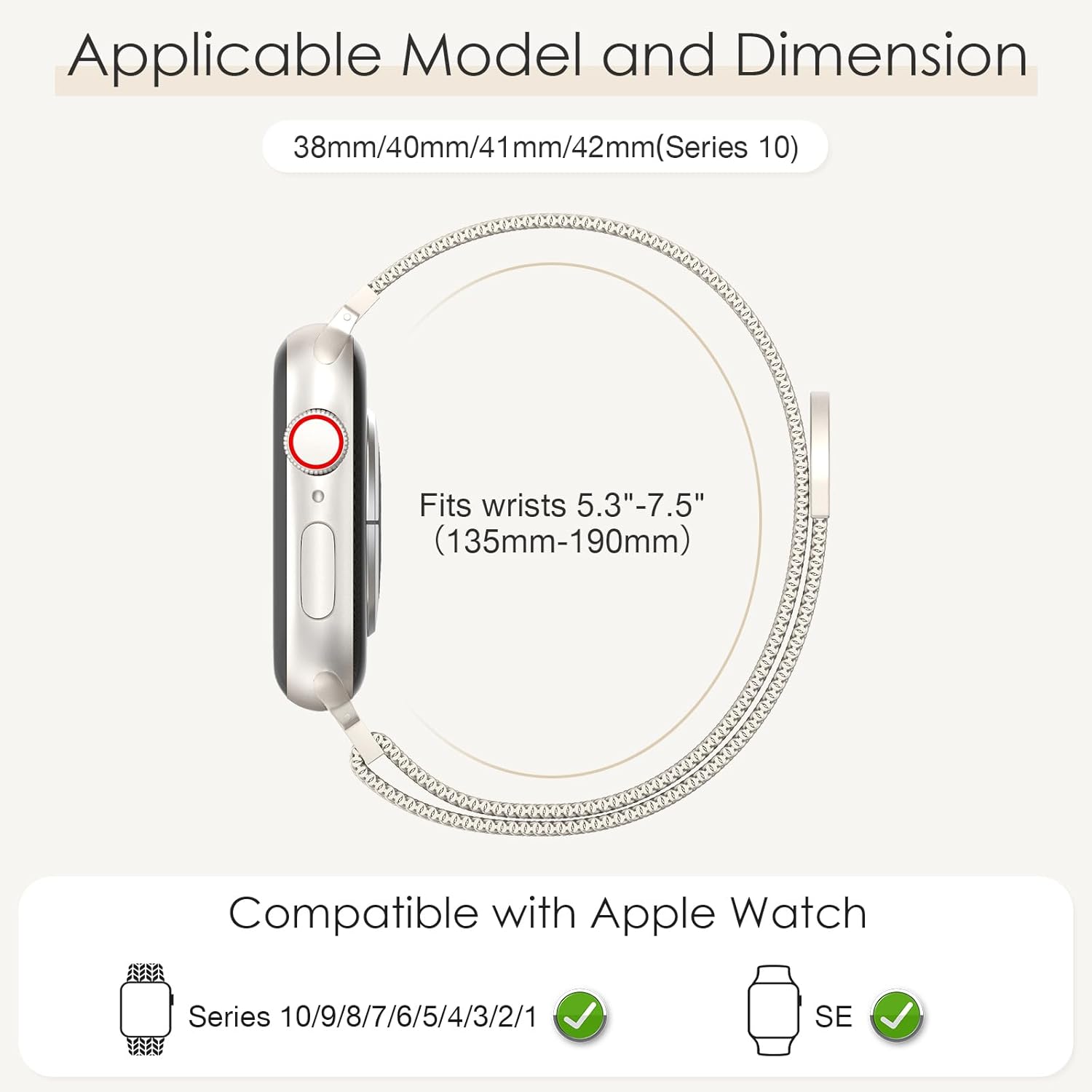 Magnetic mesh Apple Watch band adjustable fit