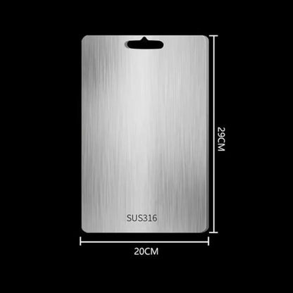 Stainless steel board for meat and food preparation