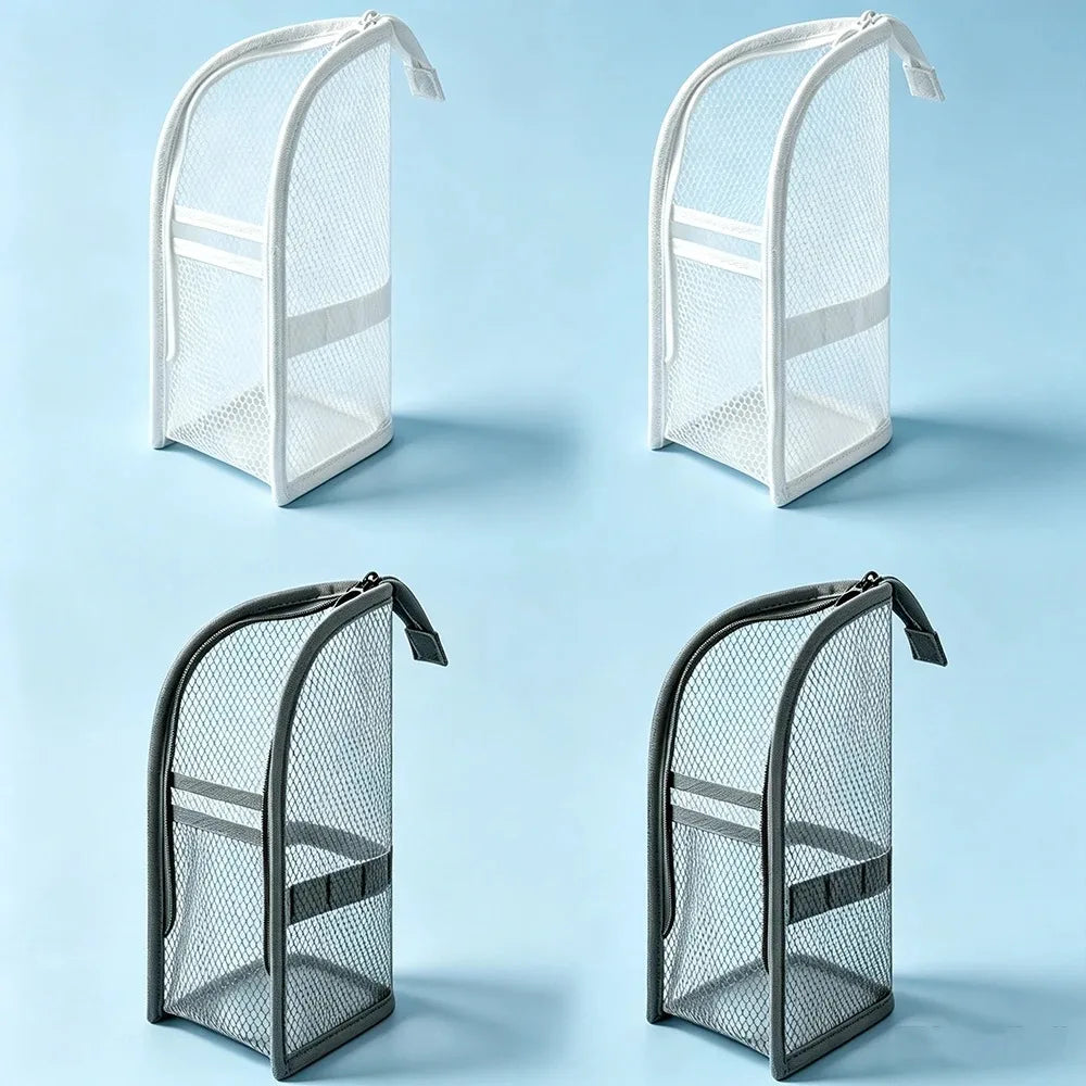 Standing bathroom storage pouch for everyday personal-care essentials