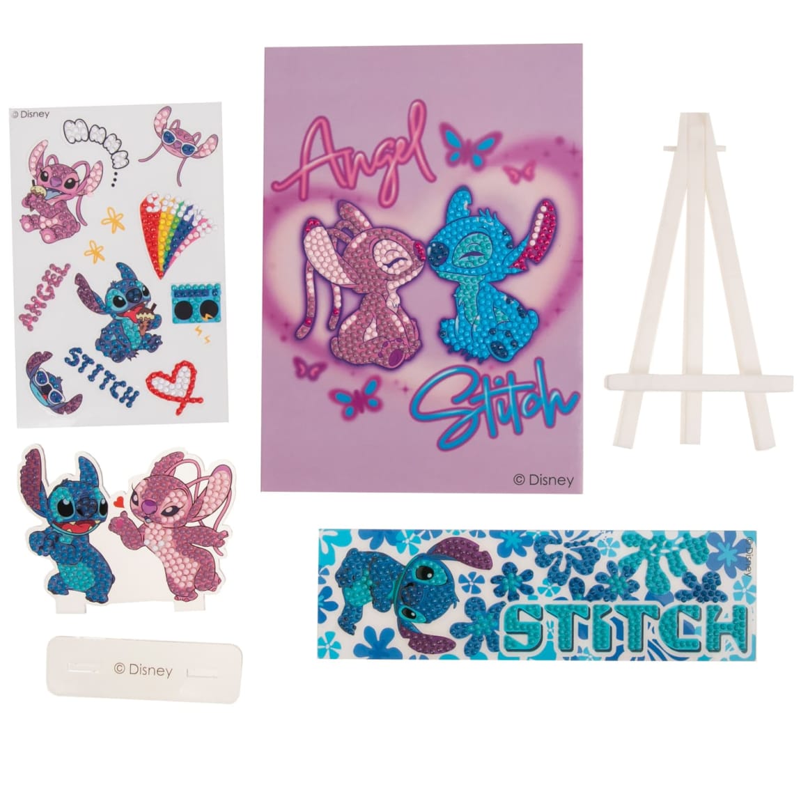 Complete Stitch craft kit with easel, canvas, and stickers