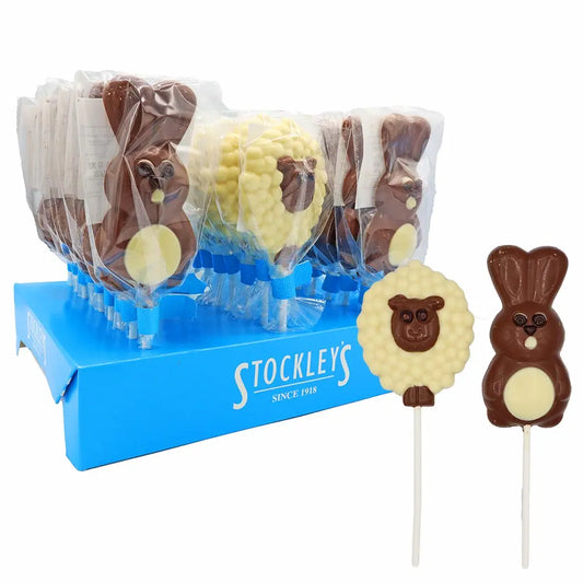 • Image 1 Stockley's Easter chocolate lollipops bunny and sheep shapes

